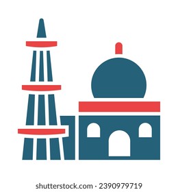Qutub Minar Vector Glyph Two Color Icons For Personal And Commercial Use.
