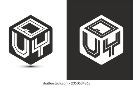 QUY letter logo design with illustrator cube logo, vector logo modern alphabet font overlap style. Premium Business logo icon. White color on black background