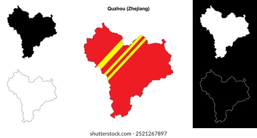 Quzhou blank outline map set