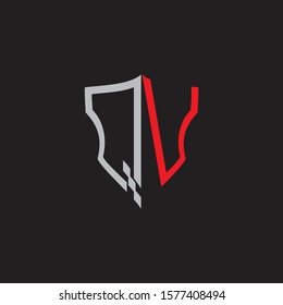 QV Abstract logo monogram with shield elements isolated on black background