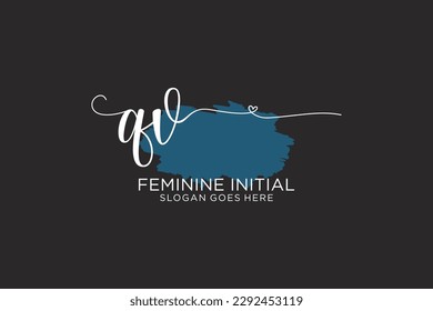 QV beauty monogram and elegant logo design handwriting logo of initial signature, wedding, fashion, floral and botanical with creative template.