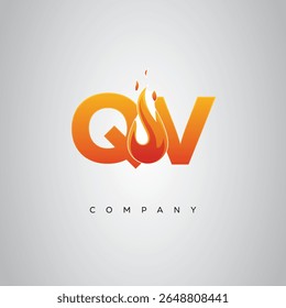 QV Creative Fire Letter Logo Design