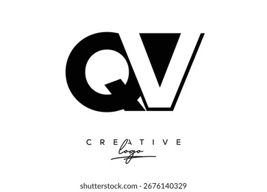 Logotipo minimalista creativo de QV con espacio negativo más tarde con monograma moderno para marca y logotipo de marca comercial con letras iniciales Diseño de logotipo para marca.