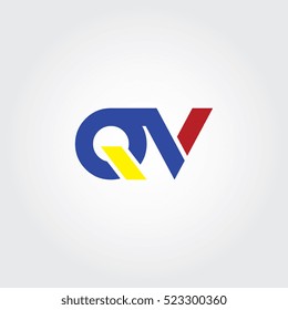 QV flat initial letter logo combining yellow, blue and red