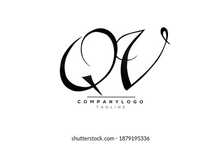 Icono de QV diseño de alfabeto de texto de letra monograma