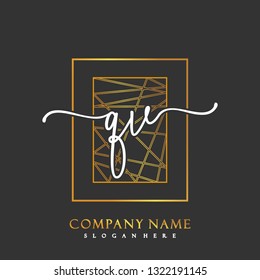 QV Initial Handwriting logo template vector