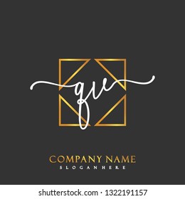 QV Initial Handwriting logo template vector
