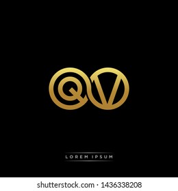 QV initial letter linked circle capital monogram logo modern template