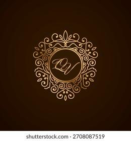 QV initial letter luxury monogram logo, elegant ornamen jewelry, emblem of love shape heart
