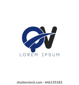 qv initial letter uppercase logo blue and black
