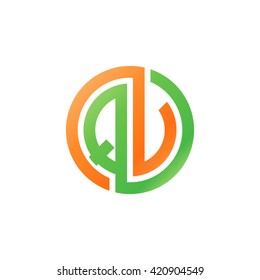 QV initial letters looping linked circle logo orange green