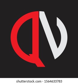 QV Initial Logo design Monogram Isolated on black background