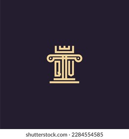 QV initial monogram logo for lawfirm with pillar  crown image design