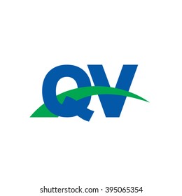 QV initial overlapping swoosh letter logo blue green