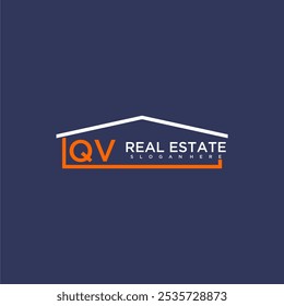 Logotipo de forma de telhado de carta QV para imóveis com design de ícone de casa