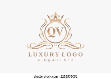 QV Letter Royal Luxury Logo template in vector art for Restaurant, Royalty, Boutique, Cafe, Hotel, Heraldic, Jewelry, Fashion and other vector illustration.