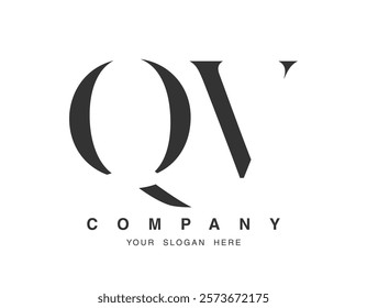 QV logo design. Initial letter q and v serif font style. Creative classic company name typography. Trendy logotype or identity. Vector illustration.