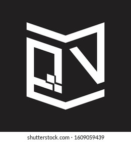 QV Logo Emblem Monogram With Shield Style Design Template Isolated On Black Background