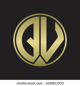 QV Logo monogram circle with piece ribbon style on gold colors