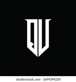 QV logo monogram with emblem shield style design template
