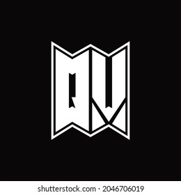 QV Logo monogram with emblem style design template on black background