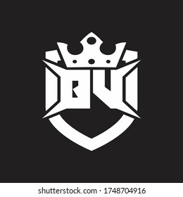 QV Logo monogram isolated with shield and crown design template