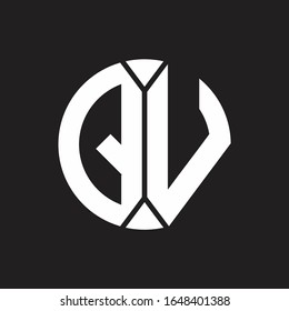 Monograma con logotipo QV con estilo de cinta circular