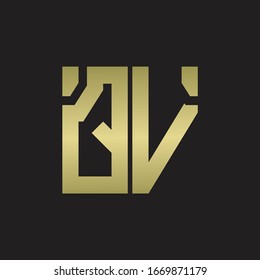 QV Logo with squere shape design template with gold colors