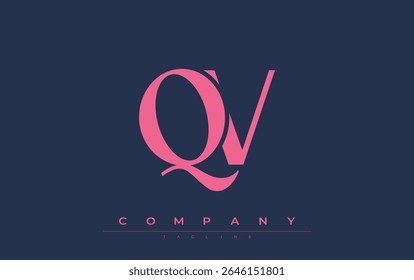 QV Modern Initials Logo Design. Branding-Logo mit stilisierten Initialen, die kühnes Design und moderne Ästhetik zeigen. Ideal für professionelles Business Branding oder kreative Projekte mit Schwerpunkt auf minimalistischen