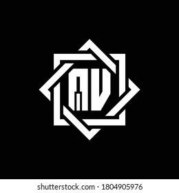 QV monogram logo with abstract square around design template