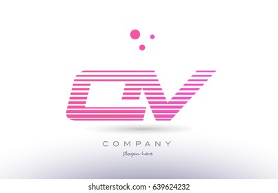 qv q v alphabet letter logo pink purple stripes lines creative text dots company vector icon design template