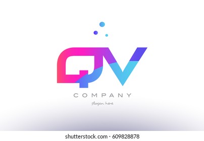 qv q v  creative pink purple blue modern dots creative alphabet gradient company letter logo design vector icon template