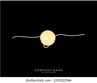 QV Q V Initial handwriting logo template
