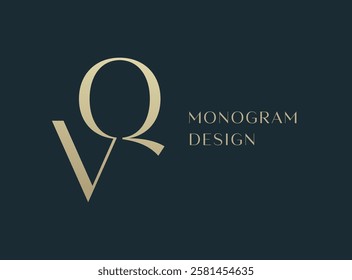 QV or VQ letter logo icon design. Classic style luxury initials monogram.