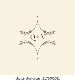 QV wedding initial logo letters in high quality professional design that will print well across any print media