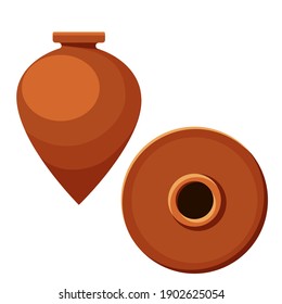 Qvevri - Traditional Georgian large capacity earthenware vessel for making wine. Vector isolated