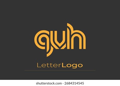 QVH Creative Unique Modern Letter Logo Design. Elegant Monogram Logo Design with Decorative Elements and Typography