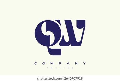 QW Abstract Geometric Logo Design. Modern and elegant logo design with simplistic typography elements, showcasing branding excellence.