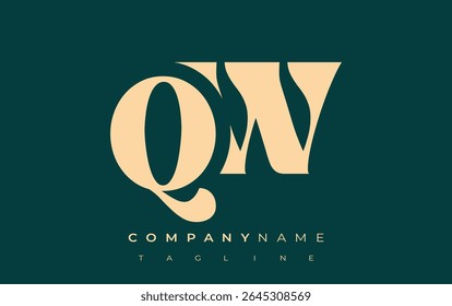 QW Creative Abstract Typography Logo Design. Elegant logo combining bold typography and creative shapes, ideal for branding and identity solutions.