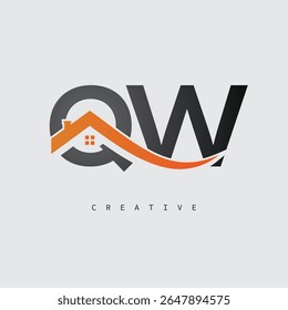 QW House Letter Logo – Creative Real Estate Monogram with Roof Shape and Home Icon for Property, Architecture and Modern Branding Identity