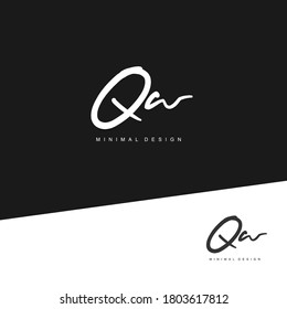 QW Initial handwriting or handwritten logo for identity. Logo with signature and hand drawn style.