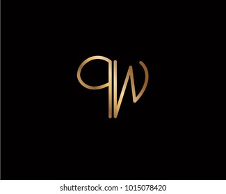 QW initial heart shape gold colored logo
