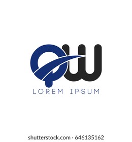 qw initial letter uppercase logo blue and black