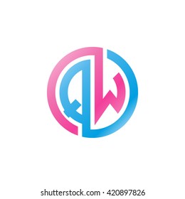 QW initial letters looping linked circle logo pink blue