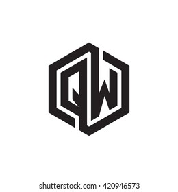 QW initial letters looping linked hexagon monogram logo