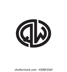 QW initial letters looping linked ellipse monogram logo