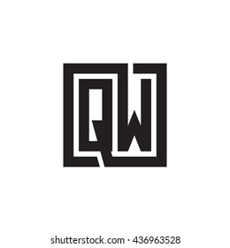 QW initial letters looping linked square monogram logo