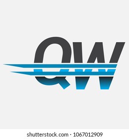 QW initial logo company name colored black and blue, Simple and Modern Logo Design.