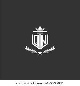 QW initial monogram brand logo design for crown vector image