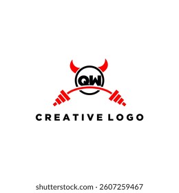 QW initial monogram for fitnes or gym logo with devil style design